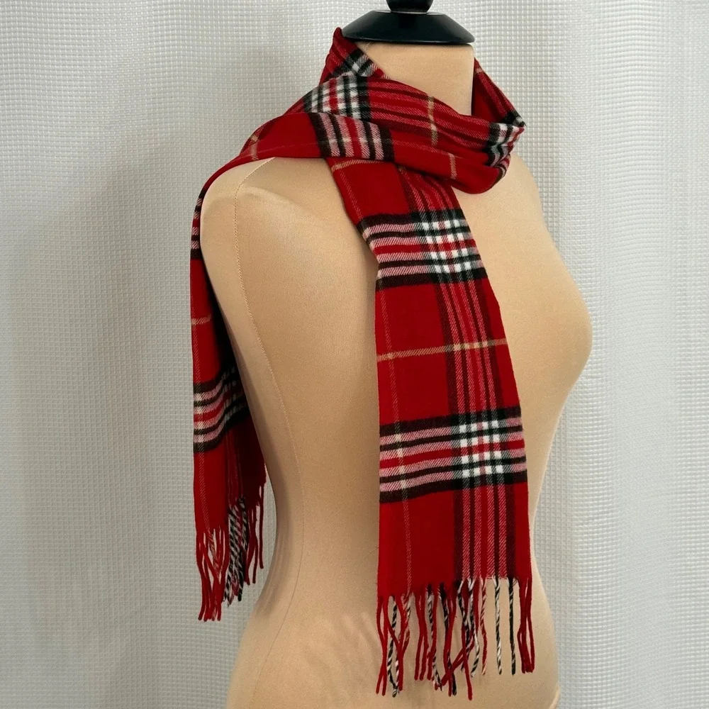 Croft & Barrow Classic Red, Black, White & Gold Plaid Scarf